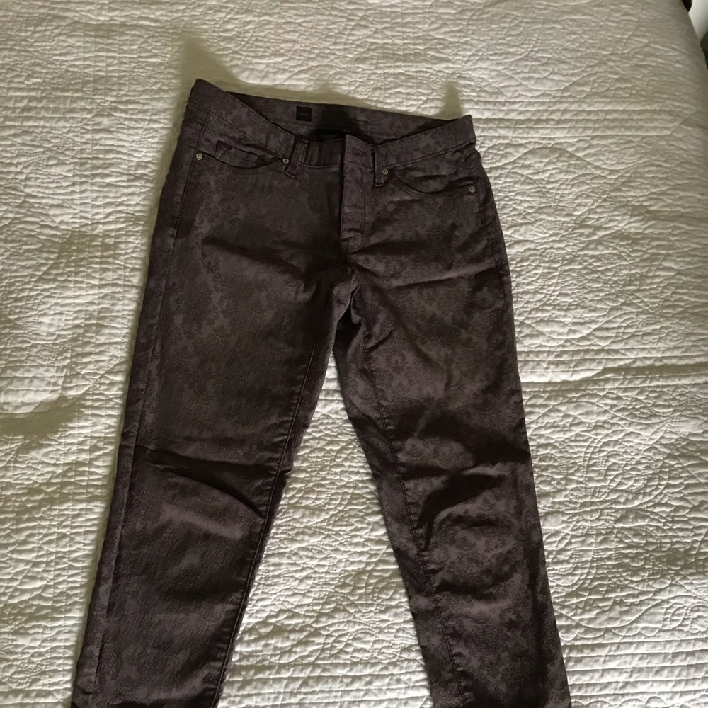 Purple Damask Zip-calf Jeans